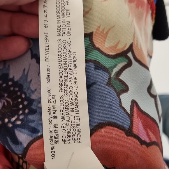 Zara, high neck, 80's colourful floral long flared sleeve shift dress, size L - Picture 9 of 9